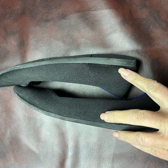 Rothy’s The Point black with blue trim flats, size 9.5 - Picture 8 of 10